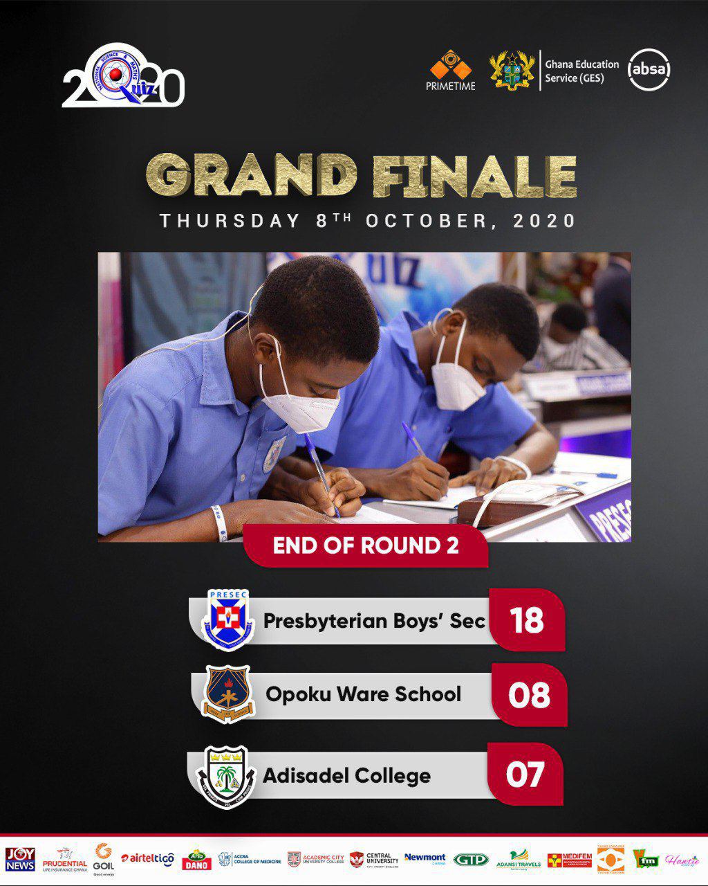 Scores of NMSQ Final 2020 Presec Legon leads after round 2