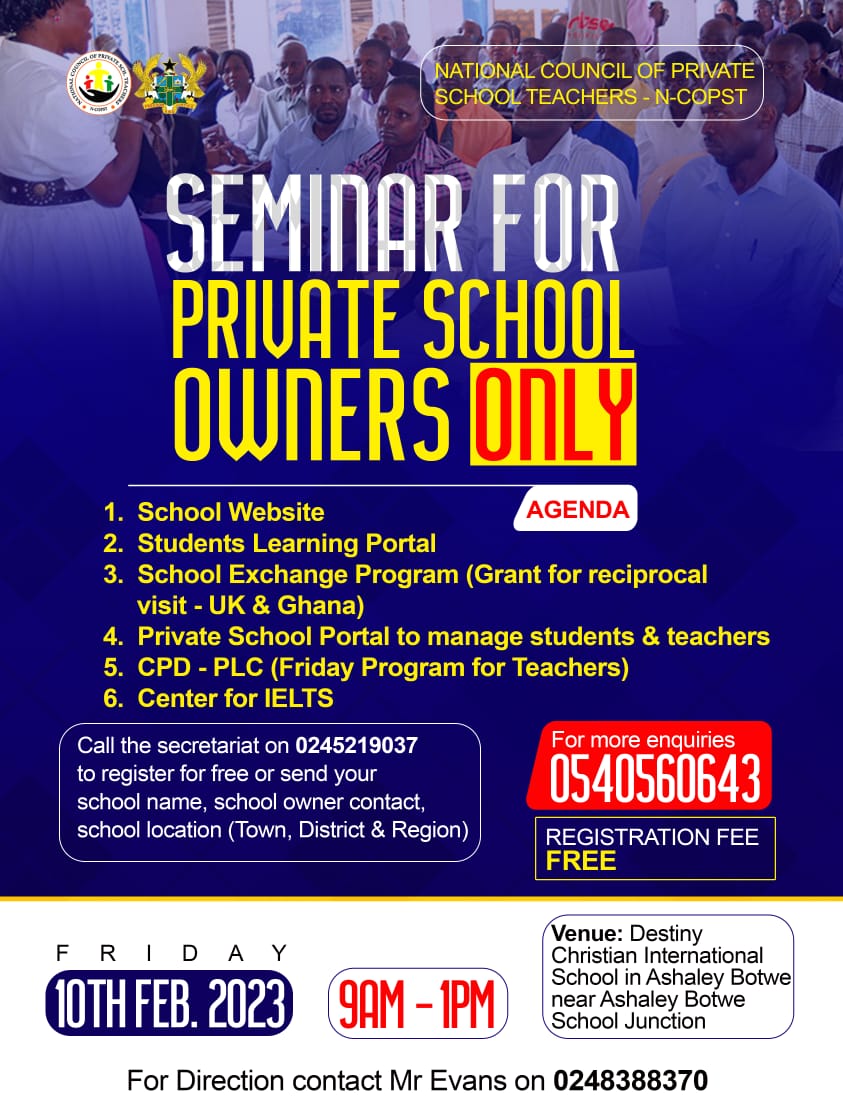 A must attend Seminar for Private School Owners (Details here)